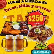 Buffet de tacos, alitas y cerveza